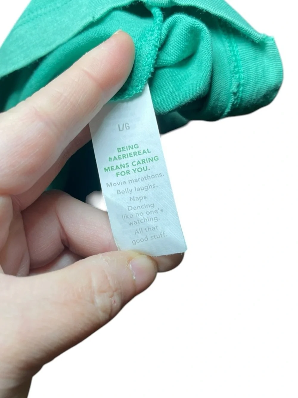 Aerie Mint Green Cotton Distressed V-Neck Oversized Boyfriend T-Shirt Size Large - Picture 9 of 16